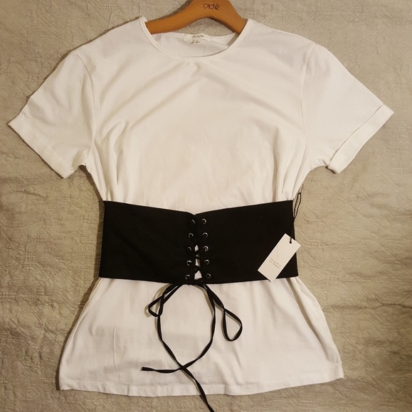 Active USA Tops - Active USA white shirt with black corset